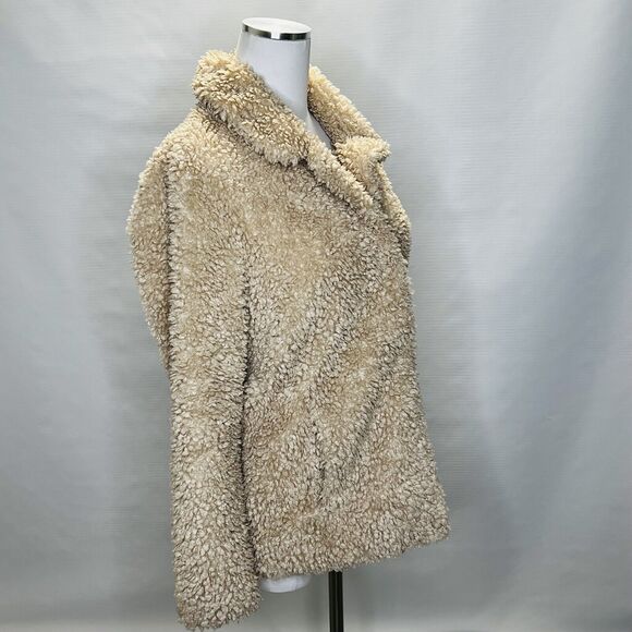 Abercrombie Kids Tan Brown Sherpa Teddy Coat - Size 15/16 - Picture 2 of 11